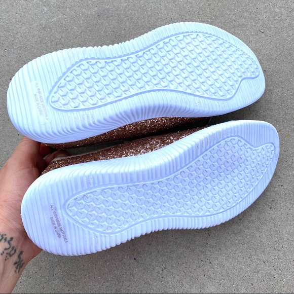 New Rose Gold Glitter Sneakers Tennis Shoes - Picture 7 of 8